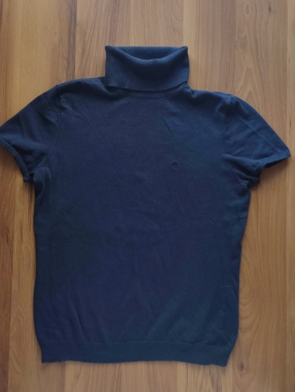 Lauren Ralph Lauren Dark Blue Silk Short Sleeve Turtleneck Sweater Size S